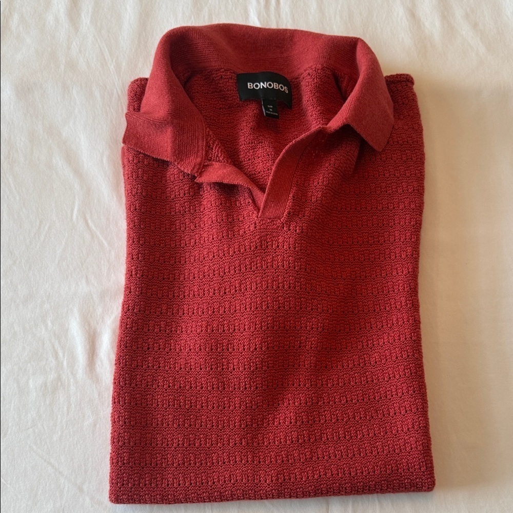 Bonobos Red Textured Polo Shirt - Picture 4 of 5